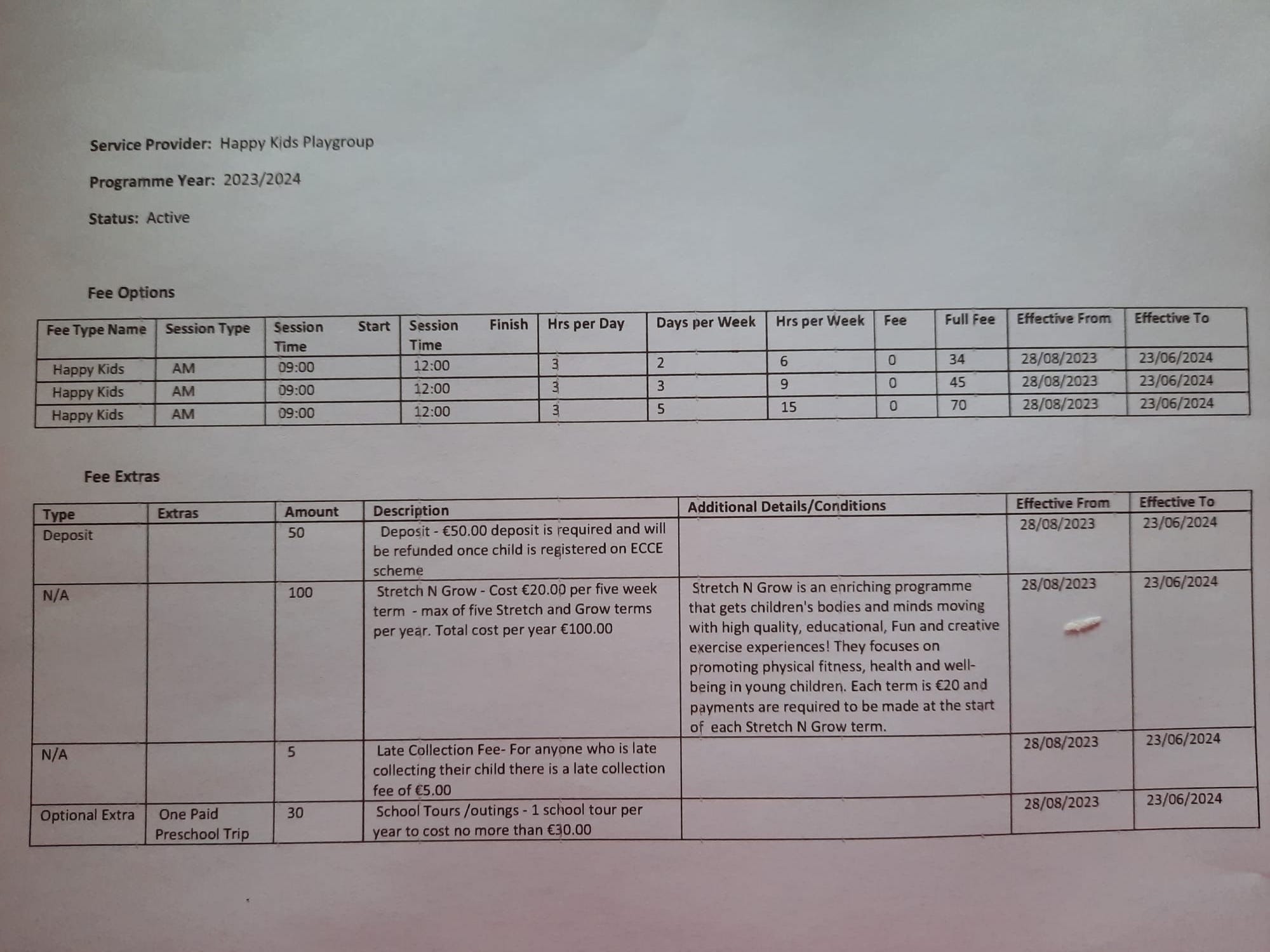 Fees List 2023 -2024